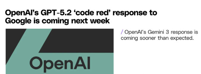 OpenAI启动“红色警报”反击，GPT-5.2模型今日正式发布